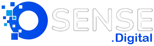 OSense Digital company logo with blue circular tech design and white text